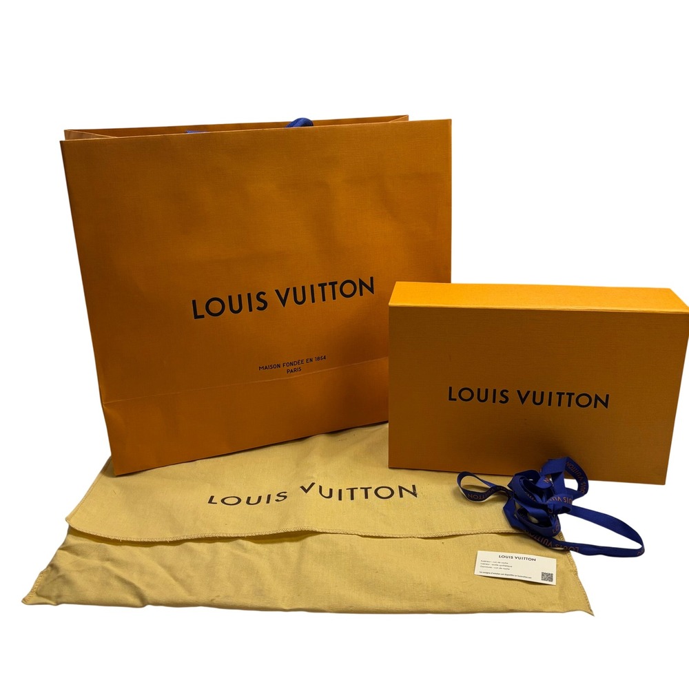 Louis Vuitton Large Orange Box Dust Bag Blue Ribbon and Materials Tag Set
